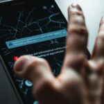 A person holding an Android phone with a cracked screen showing an error message saying the app keeps stopping.”