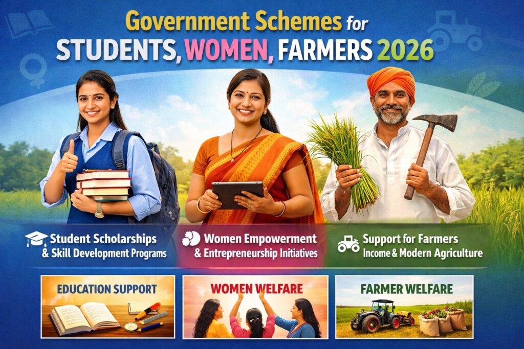 Government Schemes for Students, Women & Farmers in India (2026 Updated List)