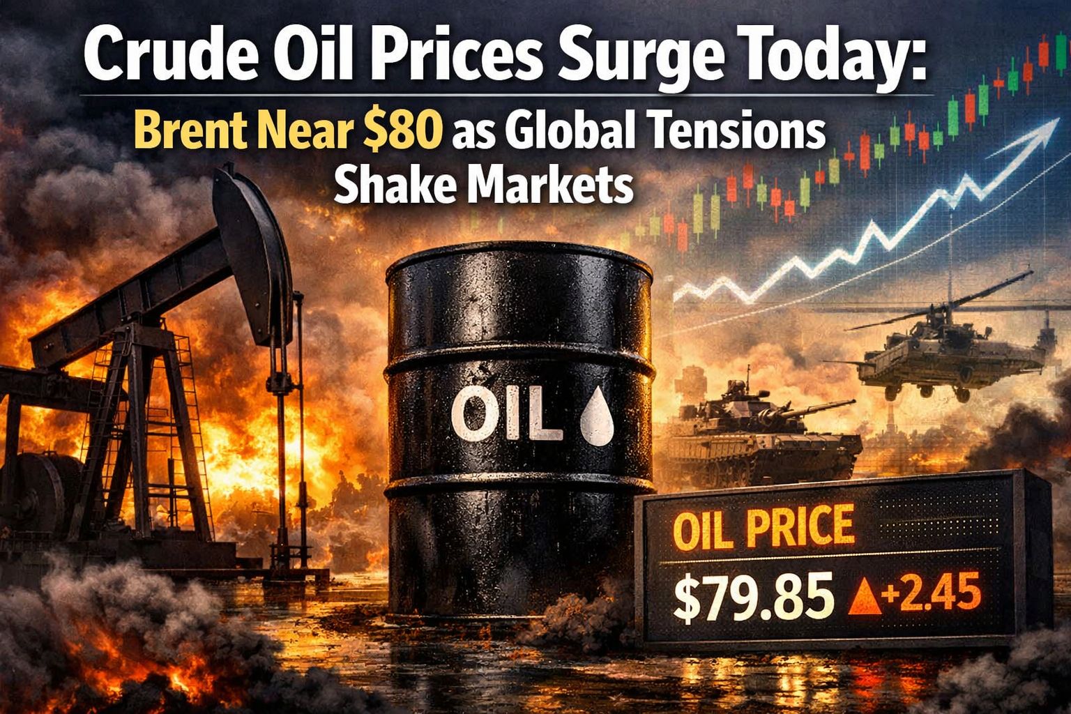 Crude Oil Prices Surge Today: Brent Near $80 as Global Tensions Shake Markets
